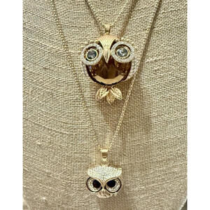 Authentic Betsey Johnson Whimsical Owl Necklace Set – Set of 2